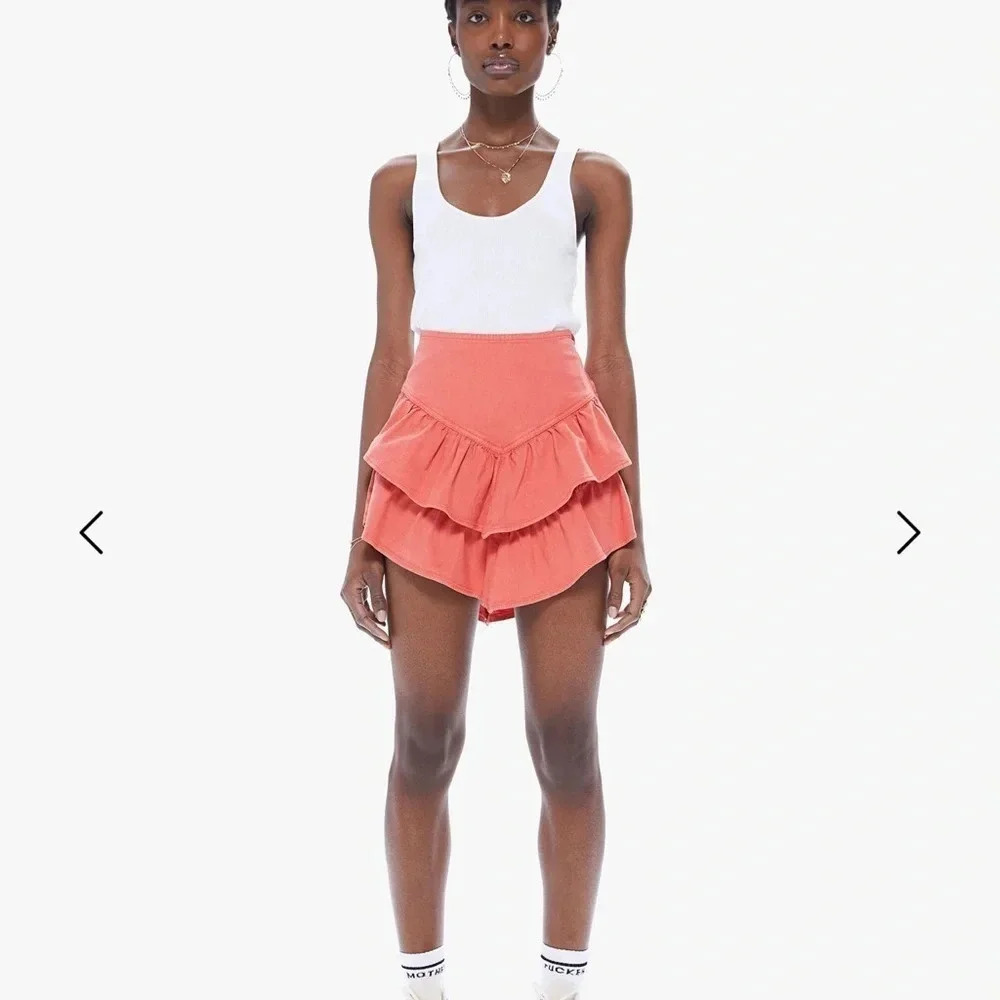 Mother The Ruffle Mini Skirt in Corral